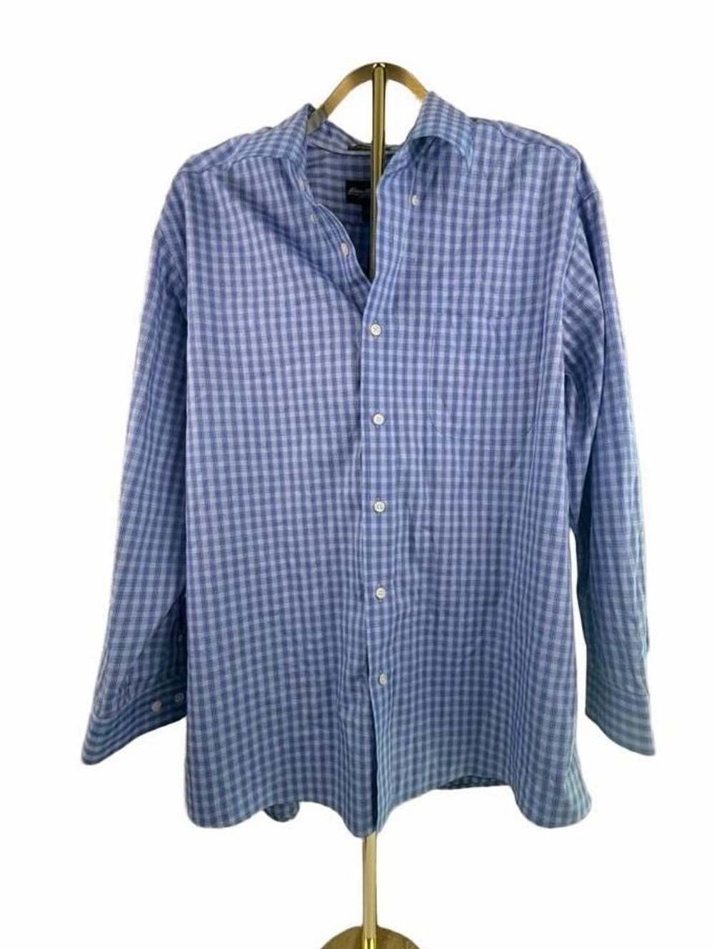Eddie Bauer Plaid Button-Up Shirt Size XL Blue Cotton Long Sleeve